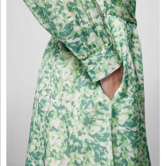 SHIRT DRESS IN COTTON AND SILK WITH FLORAL PRINT - Picture 3 of 14